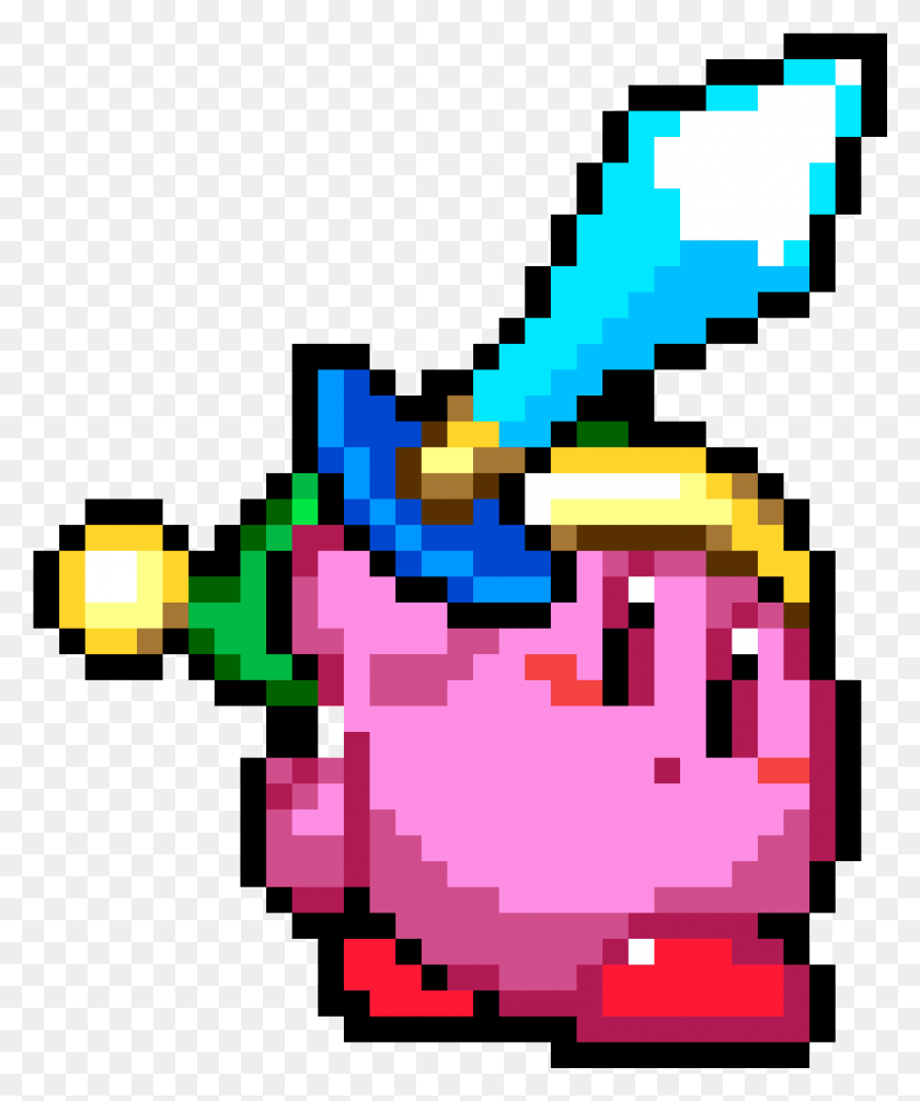 1618x1961 Kirby Pins Game Sword Wearable Cute Pixel Minecraft Sword Kirby Pixel Art, Graphics, Rug HD PNG Download