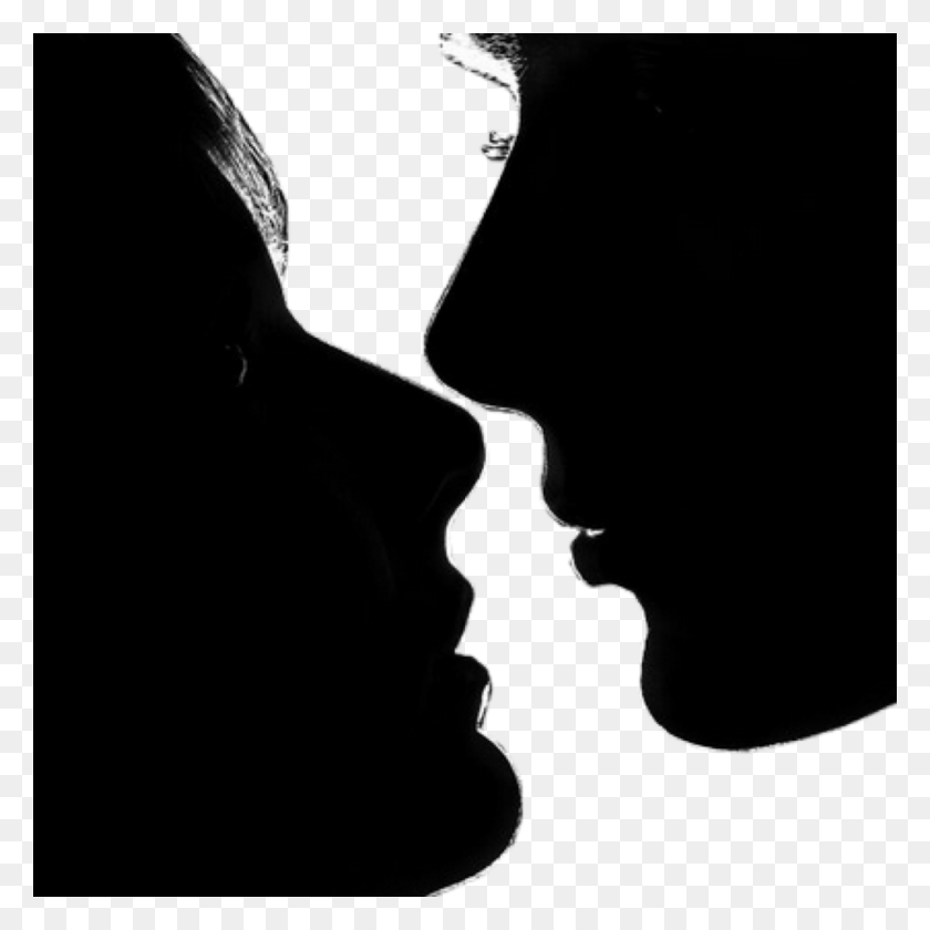 1024x1024 Kiss Couple Silhouette Freetoedit Silhouette, Person, Human HD PNG Download