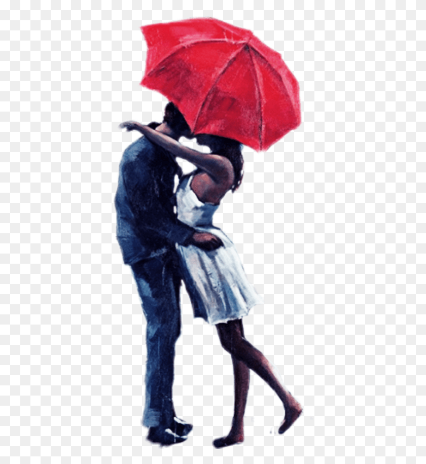 397x855 Kissing Couple Romantic Umbrella Love Inlove, Person, Human, Martial Arts HD PNG Download