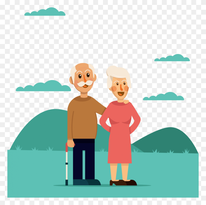 1024x1022 Kisspng Adobe Illustrator Clip Art The Old Couple Walking Old Couple Walking Together, Person, Human, People HD PNG Download