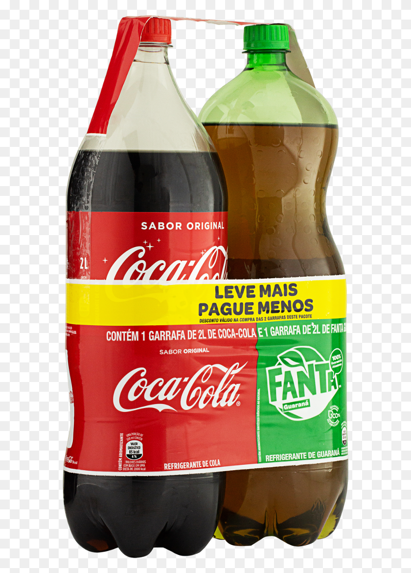 585x1110 Kit Com 2 Refrigerantes Coca Cola Guaran Fanta Garrafa Coca Cola Logo Color, Bebidas, Bebidas, Coque Hd Png