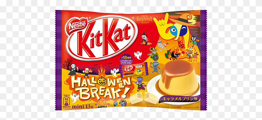 491x326 Descargar Png Kit Kat Mini Halloween Pudín De Caramelo Sabor Halloween Kit Kat Japan, Comida, Angry Birds, Candy Hd Png