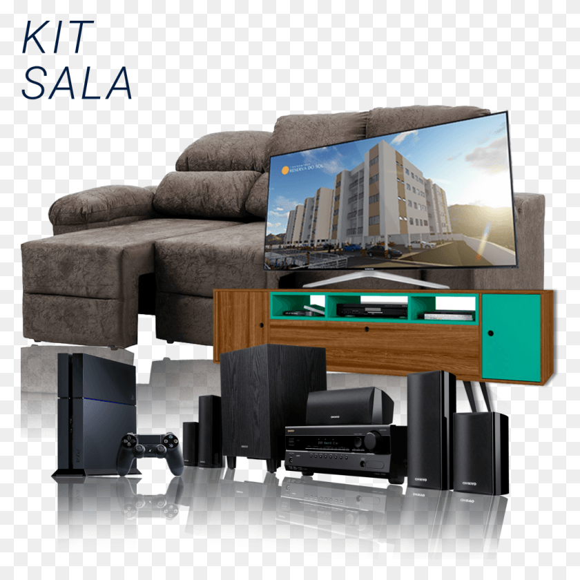 1024x1024 Kit Sala 3 Onkyo Ht, Furniture, Electronics, Couch HD PNG Download