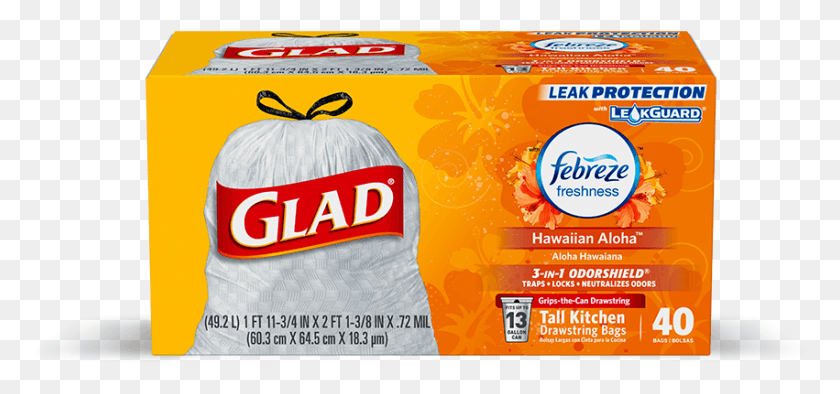 851x365 Kitchen Odorshield Hawaiian Aloha Scent Glad Trash Bags, Text, Paper, Poster HD PNG Download