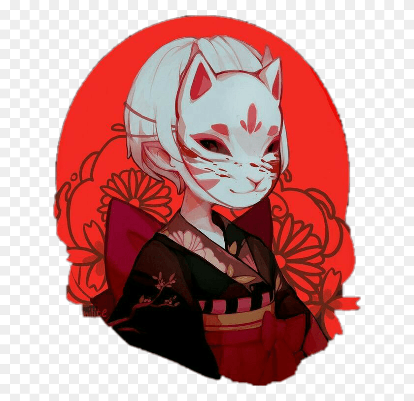 625x755 Kitsune Girl Mask Art, Graphics, Modern Art Hd Png