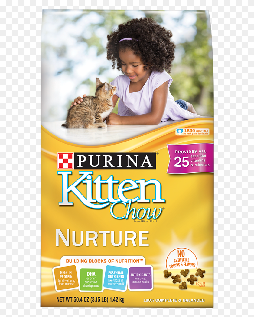 575x986 Kitten Chow Nurture Front Purina Kitten Chow, Person, Human, Advertisement HD PNG Download