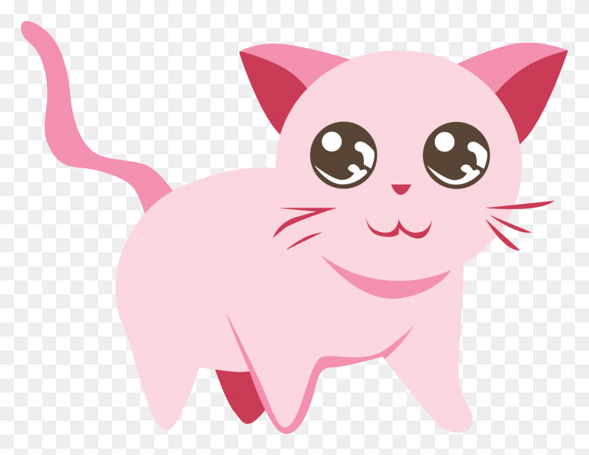1593x1203 Kitten Whiskers Cat Euclidean Vector Cute Pink Kitten Clipart, Mammal, Animal, Pet HD PNG Download