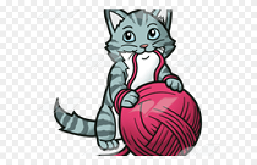 601x481 Kittens Clipart Ball Yarn Cartoon, Mammal, Animal, Wildlife HD PNG Download