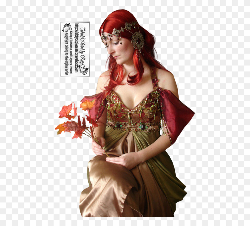 473x699 Kittys Autum Woman Alphonse Mucha Costume, Leaf, Plant, Person HD PNG Download