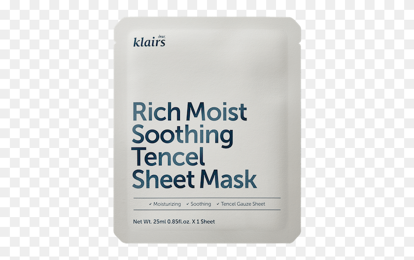 388x467 Klairs Rich Moist Soothing Tencel Sheet Mask Klairs Rich Moist Soothing Sheet Mask, Text, Word, Electronics HD PNG Download