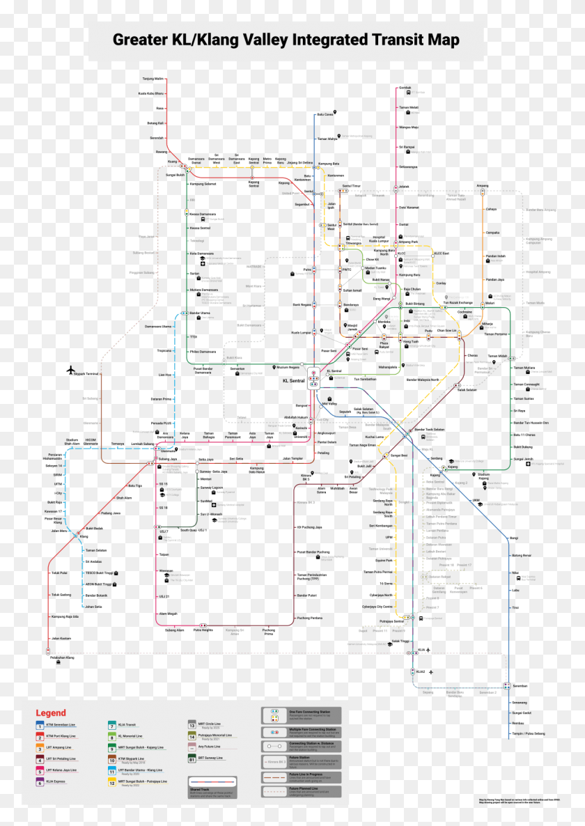 1154x1666 Klang Valley Integrated Rail Transit Map, Plan, Plot, Diagram HD PNG Download