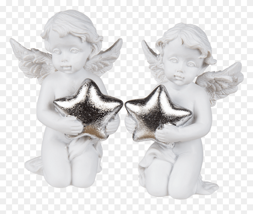 829x693 Kneeling Polyresin Angel With Silver Coloured Star Transparent Kneeling Polyresin Angel, Figurine, Person HD PNG Download