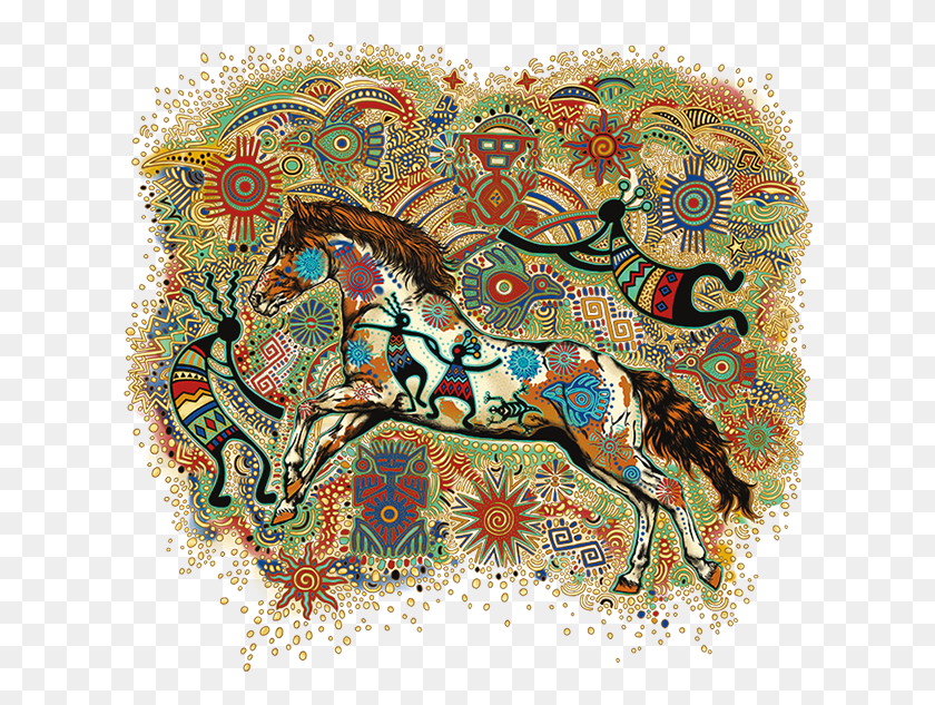 621x573 Kokopelli And Horse Motif, Pattern, Ornamento, Fractal Hd Png