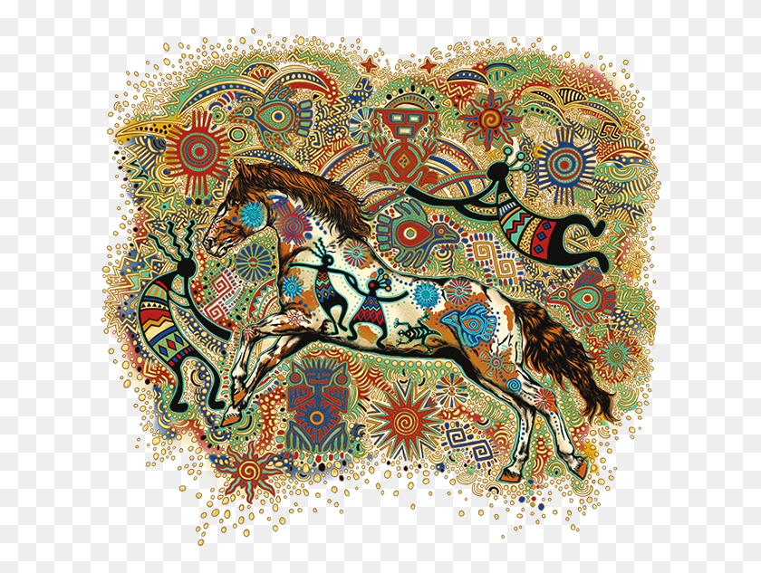 621x573 Kokopelli And Horse Motif, Pattern, Ornament, Fractal HD PNG Download