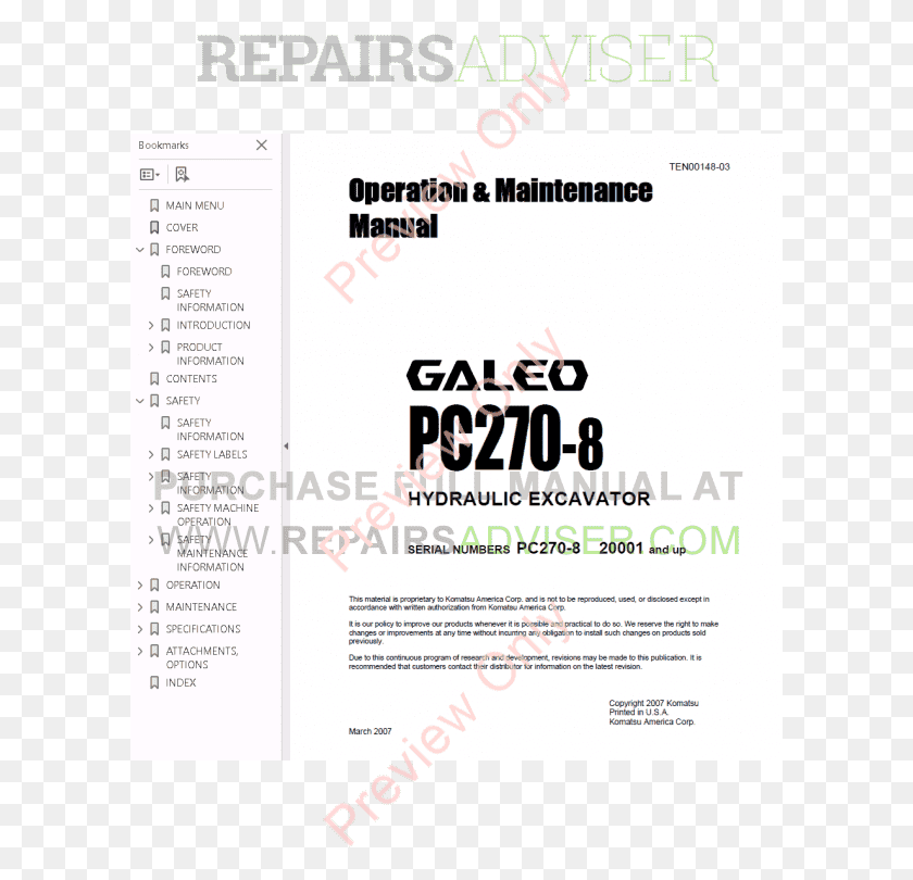 601x750 Komatsu Hydraulic Excavator Galeo Pc270 8 Set Of Pdf Komatsu Galeo, Flyer, Poster, Paper HD PNG Download
