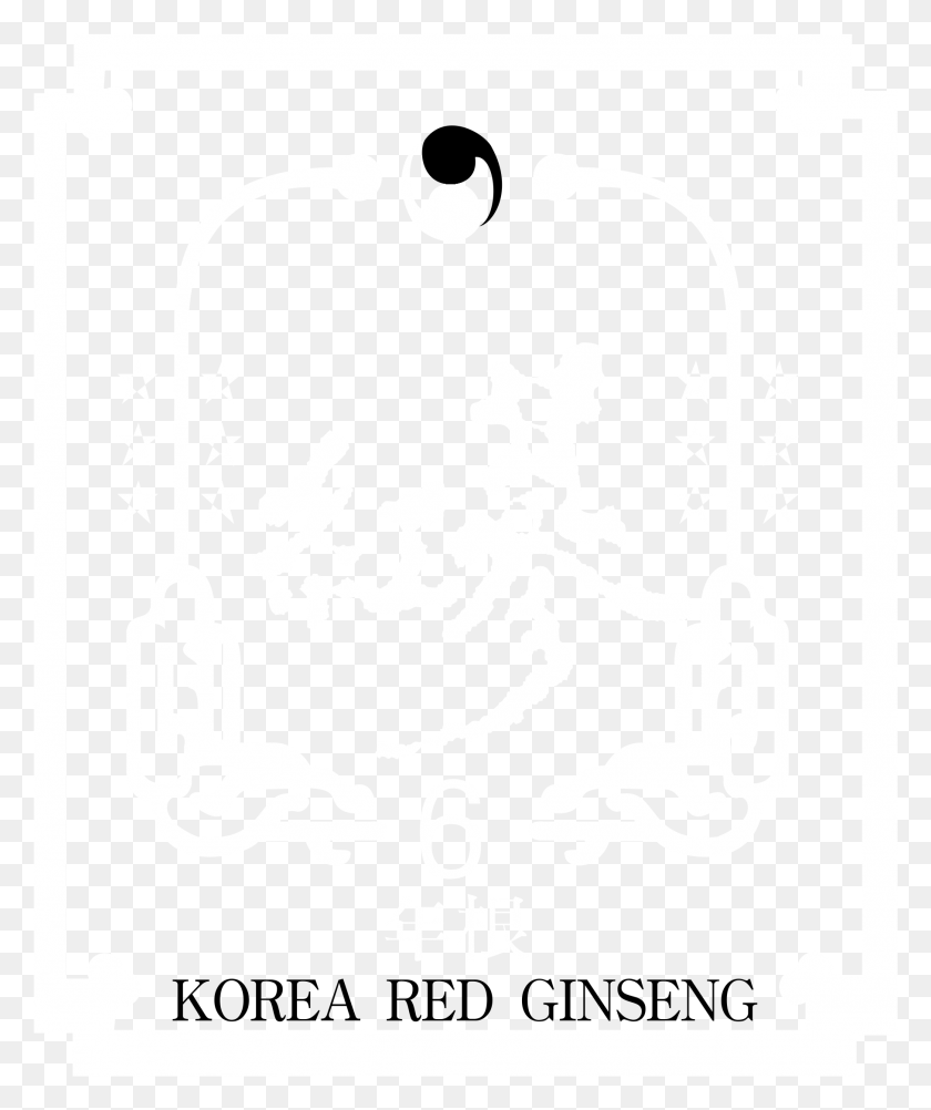 1813x2191 Korea Red Ginseng Logo Black And White Black And White, Stencil, Text, Symbol HD PNG Download