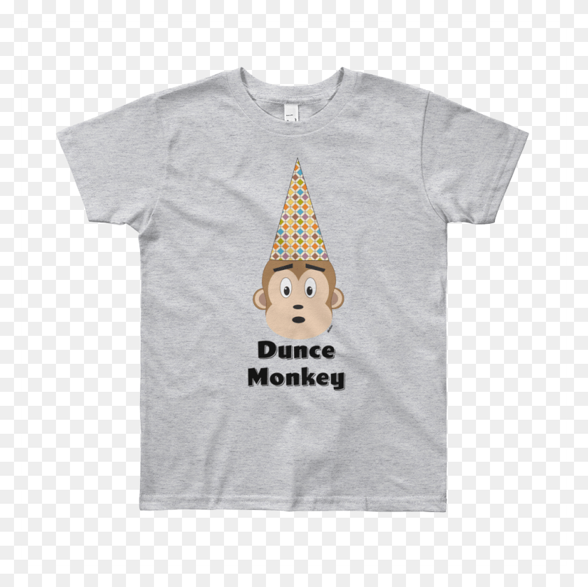 1000x1000 Korean Dunce Monkey Short Sleeve T Shirt Thinkcutie Shirt, Clothing, Apparel, Party Hat HD PNG Download