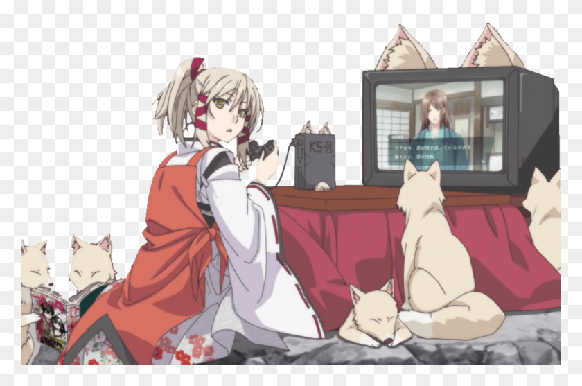 1024x653 Kotatsu Uka Inari Konkon Koi Iroha, Person, Human, Dog HD PNG Download