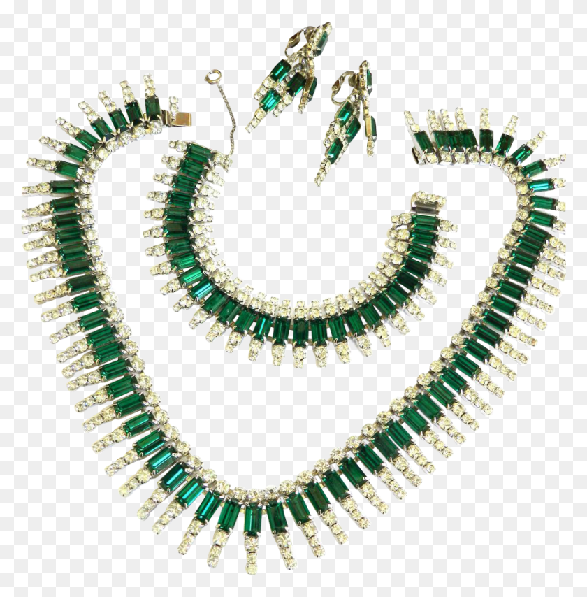 961x979 Kramer Costume Jewelry Emerald Green Rhinestone Necklace Emerald Necklace With Price, Accessories, Accessory, Gemstone HD PNG Download