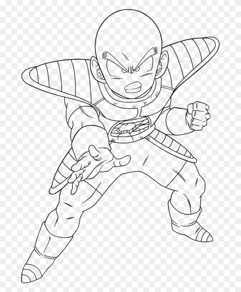 695x956 Krillin Drawing Graphic Library Library Krilin Lineart, Gray, World Of Warcraft HD PNG Download
