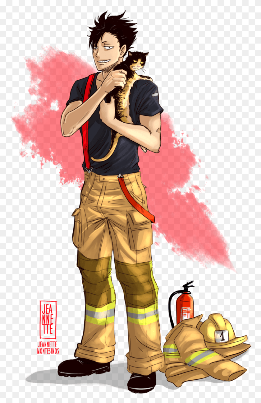 872x1381 Kuroo Firefighter By Jeannette11 Kuroo Firefighter Firefighter Fan Art, Person, Human, Dance Pose HD PNG Download