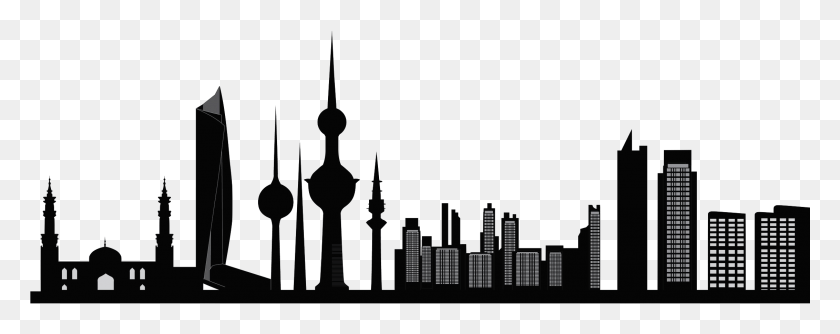 2264x796 Kuwait City Kuwait Skyline Silhouette, Metropolis, Urban, Building HD PNG Download