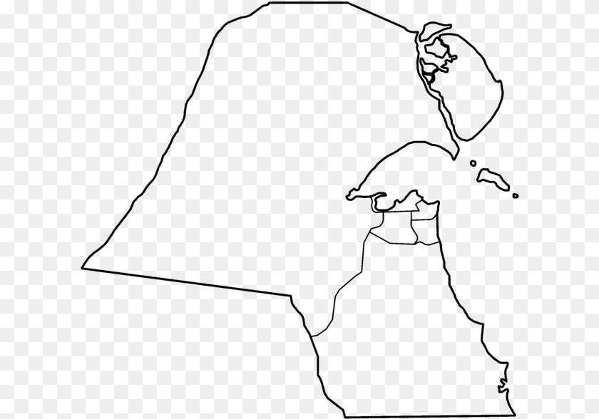 616x588 Kuwait Map, Gray Sticker PNG