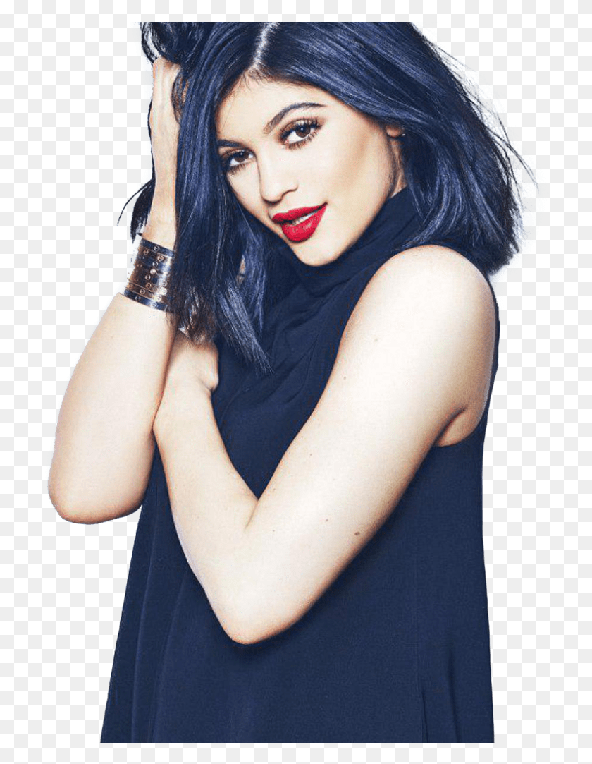 743x1023 Kylie Jenner Blue Hair Kylie Jenner Facial Hair, Person, Clothing, Face HD PNG Download