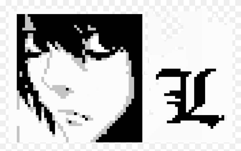820x490 L Lawlet Deathnote Death Note Pixel Art, Rug, Face, Text HD PNG Download
