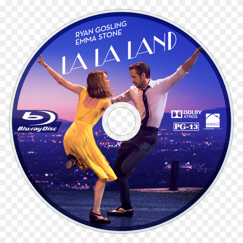 1000x1000 Descargar Png La La Land Bluray Disc Image La La Land Blu Ray Disc, Disk, Dvd, Person Hd Png
