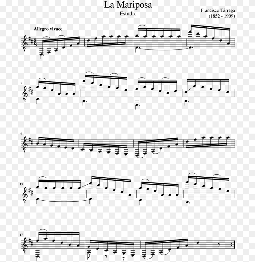 La Mariposa Sheet Music, Gray Clipart PNG