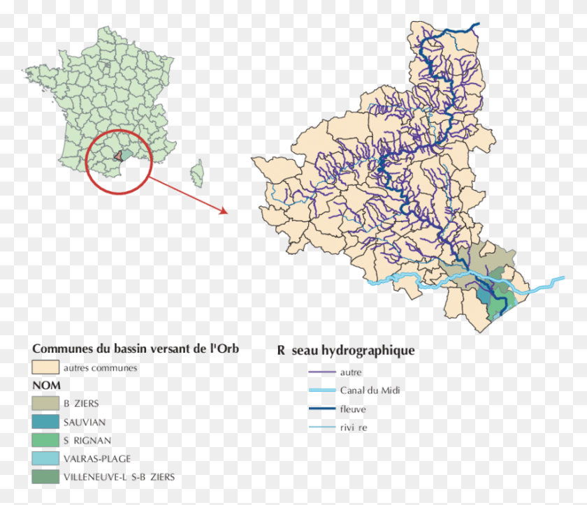 850x723 La Zone D39tude L Orb Fleuve Carte, Map, Diagram, Atlas HD PNG Download