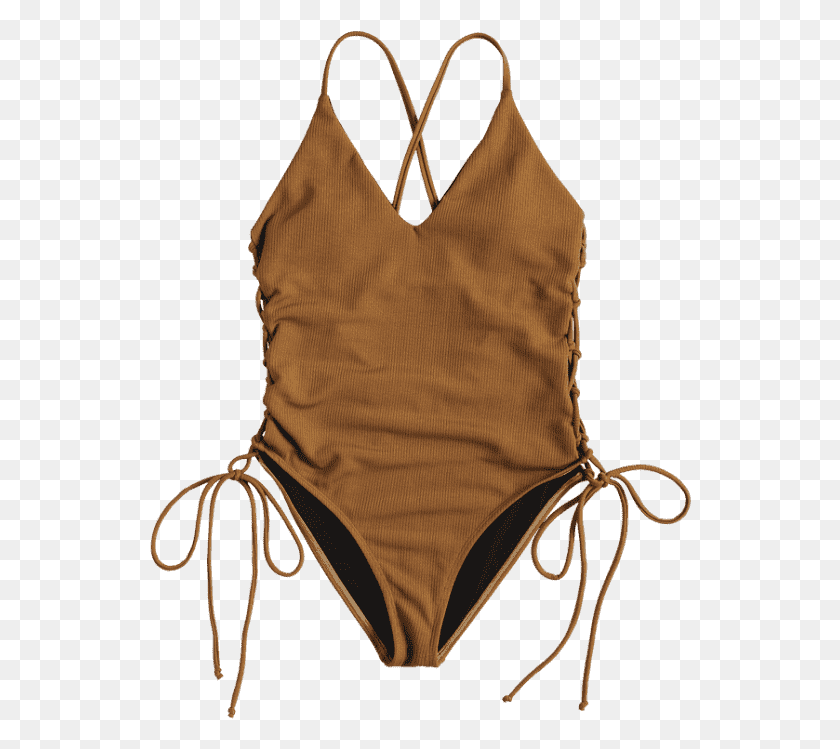 542x689 Lace Up Cross High Cut Swimsuit Swimsuit Top, Clothing, Apparel, Undershirt HD PNG Download