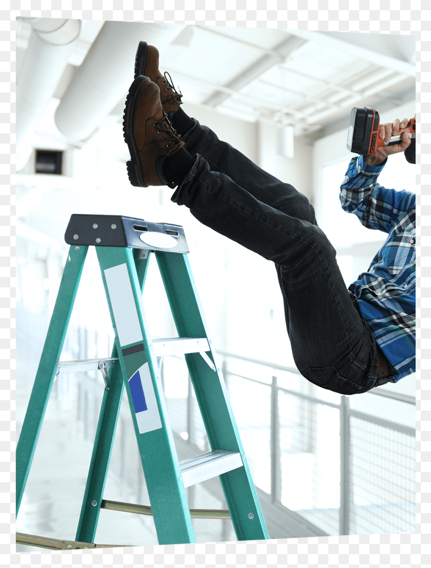 925x1242 Ladder Man Fall Down, Clothing, Apparel, Person HD PNG Download