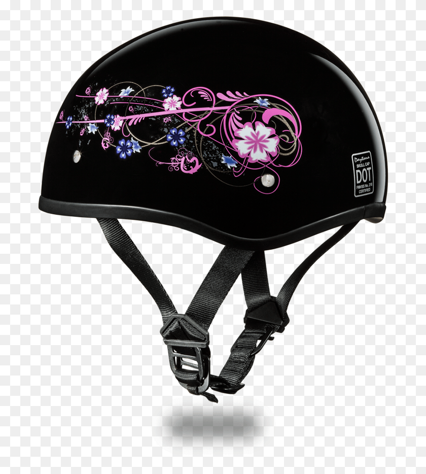 694x874 Ladies Motorcycle Helmet With Flowers, Clothing, Apparel, Crash Helmet HD PNG Download