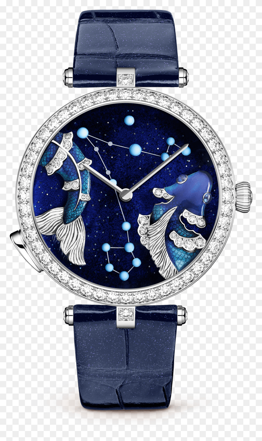 1563x2710 Lady Arpels Zodiac Lumineux Pisces Watch Van Cleef Zodiac Watch, Wristwatch, Clock Tower, Tower HD PNG Download