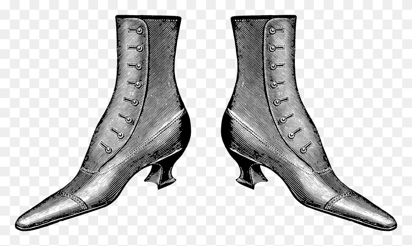 3117x1767 Lady Boots Victorian Era Free Vintage Clip Art Shoe, Gray, World Of Warcraft HD PNG Download