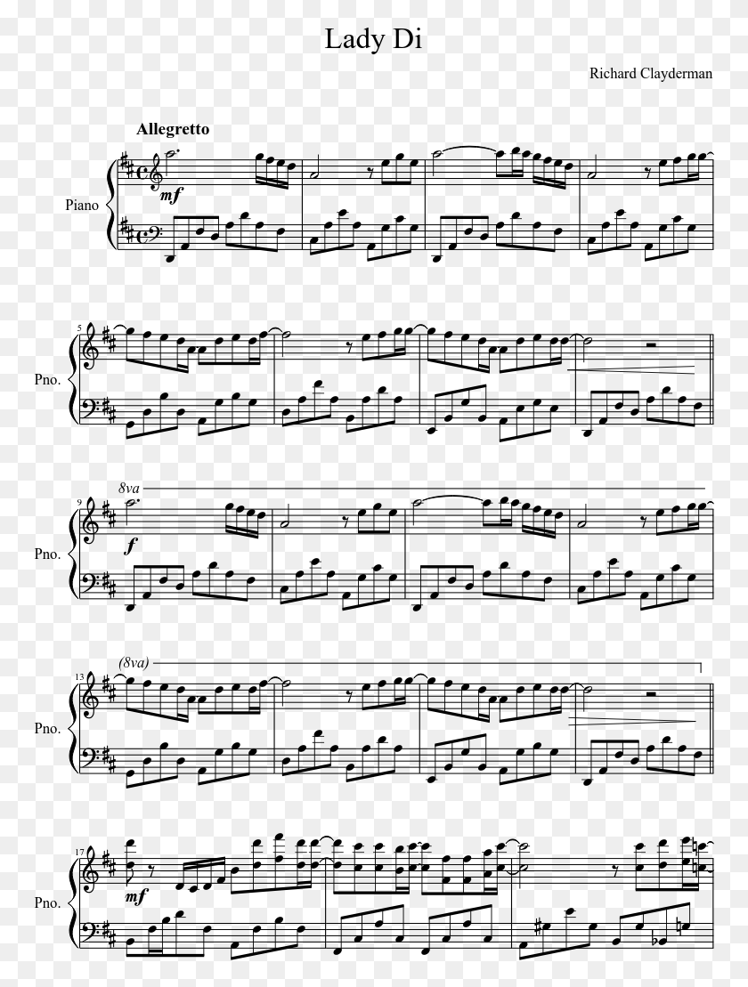 766x1049 Lady Di Sheet Music Composed By Richard Clayderman Concerning Hobbits Sheet Music, Gray, World Of Warcraft HD PNG Download