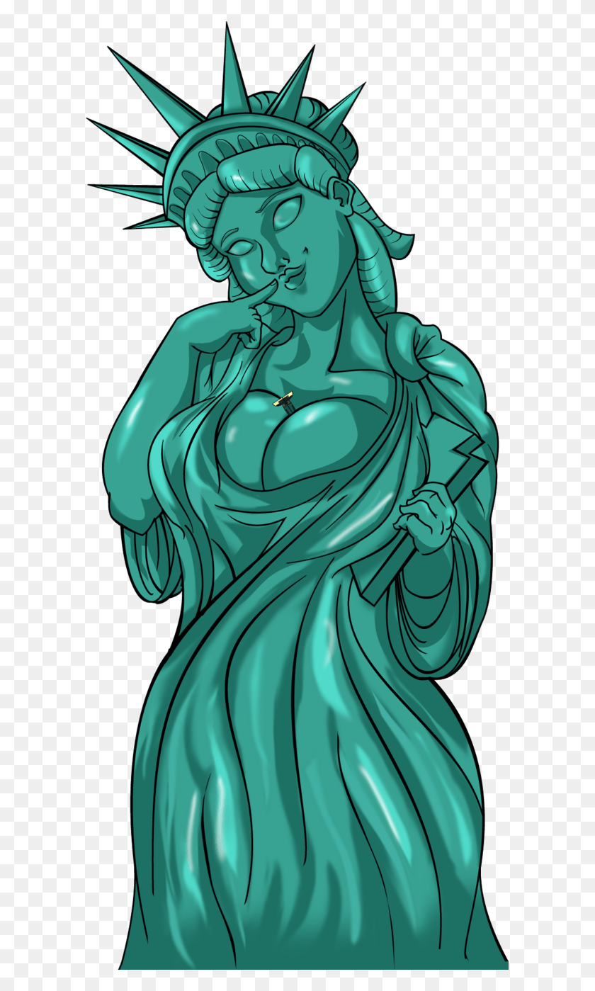 597x1339 Lady Liberty Hot Clipart Statue Of Liberty, Green, Worship HD PNG Download