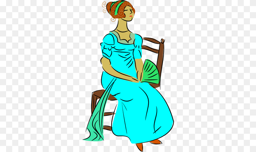 Lady Sitting With Fan Vector Clip Art, Adult, Female, Person, Woman PNG