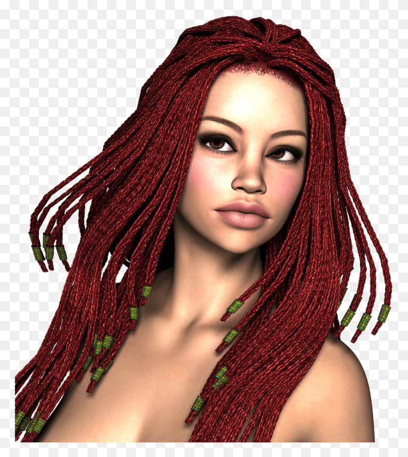 968x1091 Lady Woman Fantasy Render 3d Image 3d Red Girl, Face, Person, Human HD PNG Download