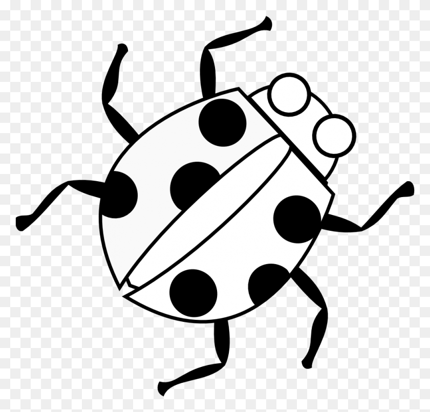 982x938 Ladybugs Black And White Clip Art Black And White Bug, Game, Dice, Bomb HD PNG Download