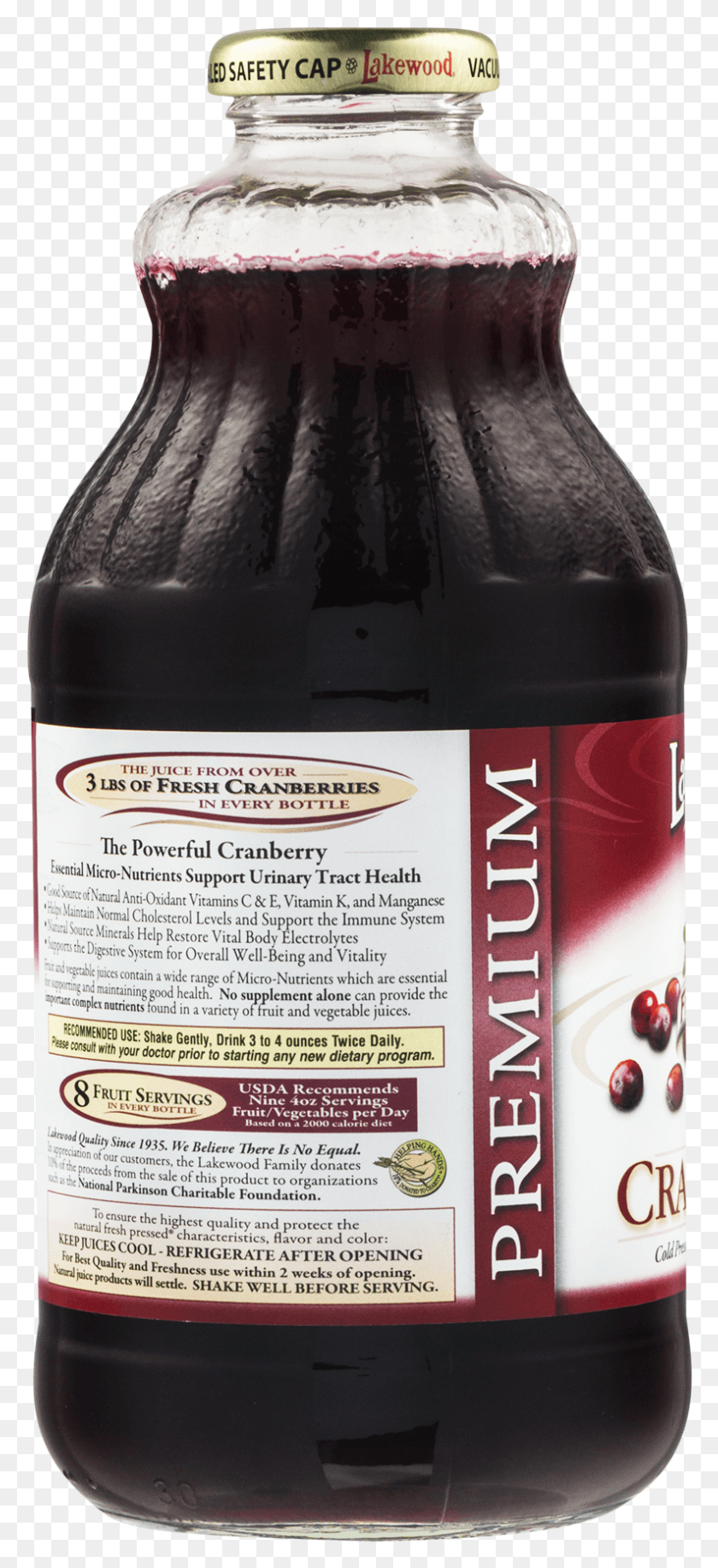 792x1801 Lakewood Fresh Pressed 100 Pure Cranberry Juice 32 Glass Bottle, Food, Plant, Beverage HD PNG Download
