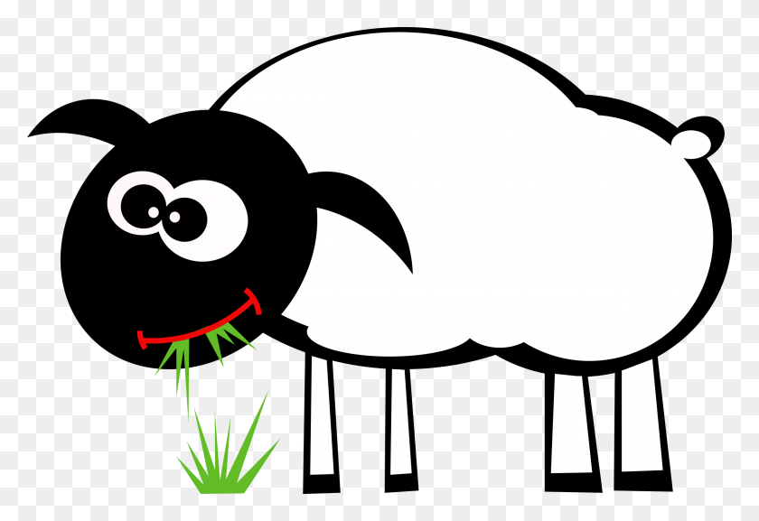 2400x1592 Lamb Clipart Big Sheep Sheep Eating Grass Cartoon, Stencil, Animal HD PNG Download