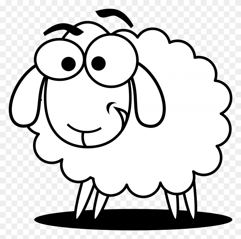1953x1938 Lamb Clipart Scared Sheep Black And White Clip Art, Stencil, Bag HD PNG Download