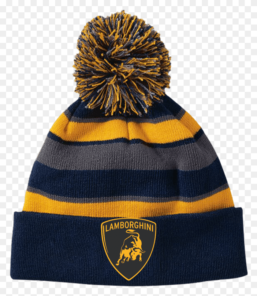 982x1141 Lamborghini 223835 Holloway Striped Beanie With Pom Holloway Comeback Beanie, Clothing, Apparel, Cap HD PNG Download