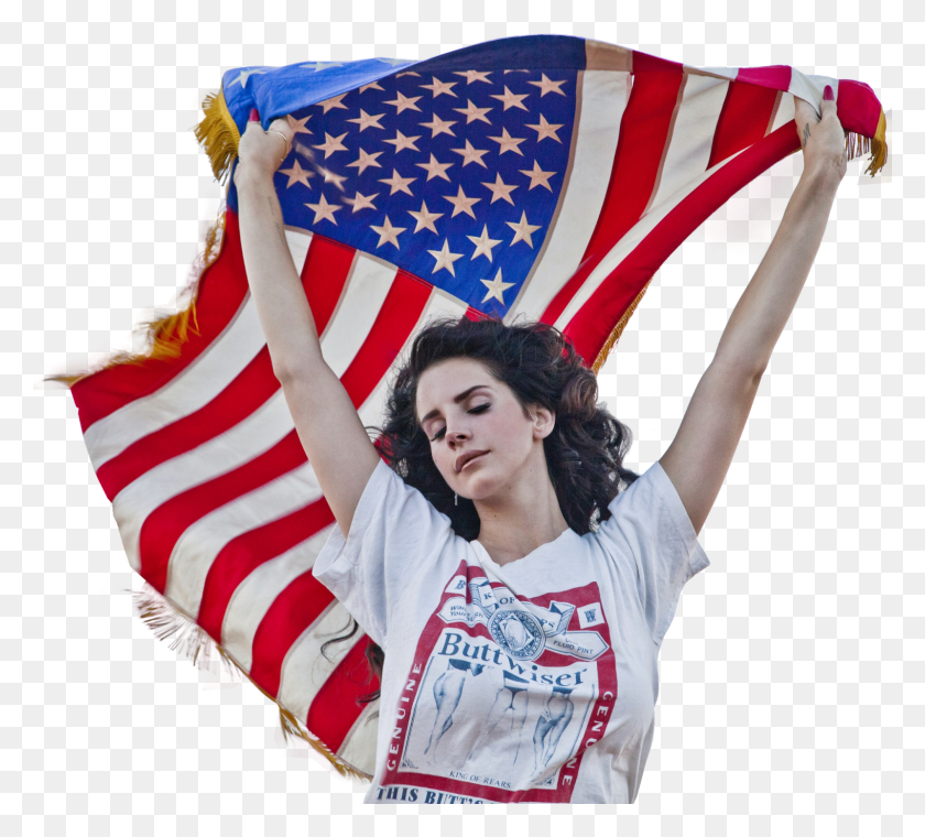 1601x1438 Lana Del Rey Lana Del Rey Usa Flag, Flag, Symbol, Person HD PNG Download