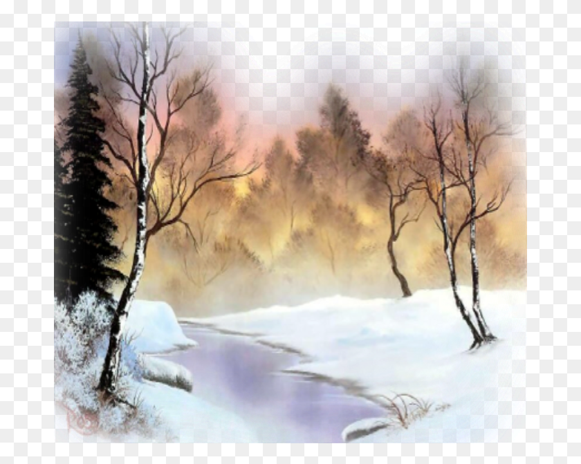 686x611 Пейзаж Фон Обои Природа Снег Snowday Зимняя Тишина Боб Росс, На Открытом Воздухе Hd Png Скачать