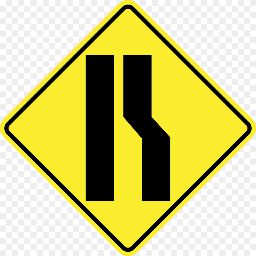1920x1920 Lane Ends Ahead Sign In Argentina Clipart, Symbol, Road Sign Transparent PNG