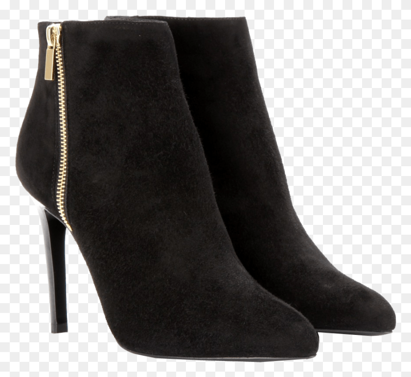 876x799 Lanvin Black Suede Ankle Boots Gold Side Zipper Bag Blue Myfashionwants, Clothing, Apparel, High Heel HD PNG Download